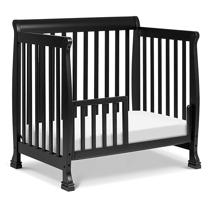 DaVinci Kalani 4-in-1 Convertible Mini Crib in Ebony | Greenguard Gold Certified - LeafyLoom