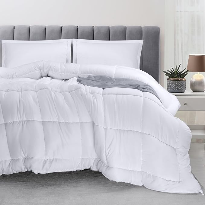 Utopia Bedding Queen Size Comforter Set with 2 Pillow Shams, Bedding Comforter Sets, Down Alternative White Comforter, Soft and Comfortable, Machine Washable (Pack of 4) - LeafyLoom