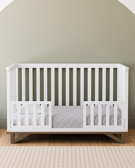 Storkcraft Santa Monica 5-in-1 Convertible Crib (White with Vintage Driftwood) – GREENGUARD Gold Certified, Modern Design, Two-Tone Baby Crib, Converts to Toddler Bed, Daybed and Full-Size Bed - LeafyLoom