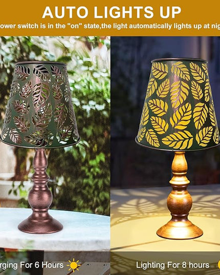 pearlstar Solar Table Lamps Bedside Lamps - Leaf Garden Waterproof Cordless Solar Table Lamps for Patio Garden Pathway Yard - LeafyLoom