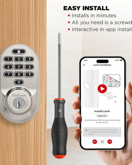 Kwikset Halo Wi-Fi Smart Lock, Keyless Entry Door Deadbolt, Geofence Auto-Unlock, Grade AAA Certified, No Hub Easy Install, Satin Nickel Lifetime Finish Warranty, Backlit Keypad Kwikset