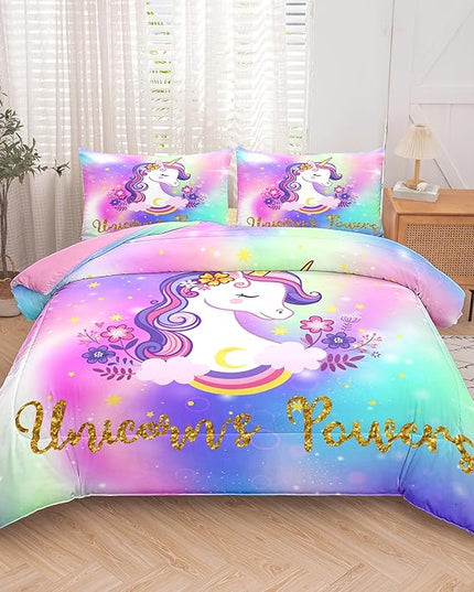 Tailor Shop Unicorn Comforter Sets King Size,Unicorn Bedding Sets for Girls Kids Teens with 2 Pillowcase… - LeafyLoom