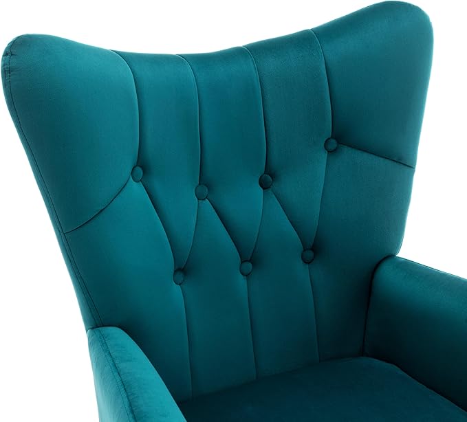 US Pride Furniture Modern Accent Chair with Ergonomic High Wingback, Microfiber Upholstered Armchair with Metal Legs for Living Room, Bedroom, Office or Vanity, Dark Teal - LeafyLoom
