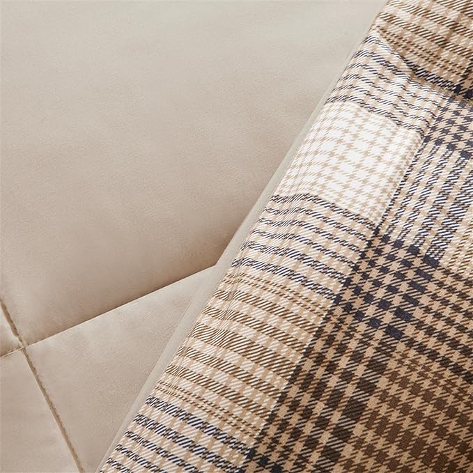 Woolrich Comforter Set, Cabin Lodge, Warm Cover for Colder Season, Modern Cottage-Inspired Down Alternative Ultra Soft Microfiber Bedding, Matching Sham, Plaid Brown Twin 2 Piece - LeafyLoom