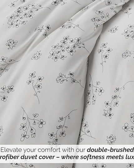 Southshore Fine Living, Inc. 3-Piece Full/Queen Comforter Set, Down Alternative All-Season Floral Comforter with Matching Shams, Soft Flowered Bedspread, Full or Queen Bedding, Sweet Florals Grey - LeafyLoom