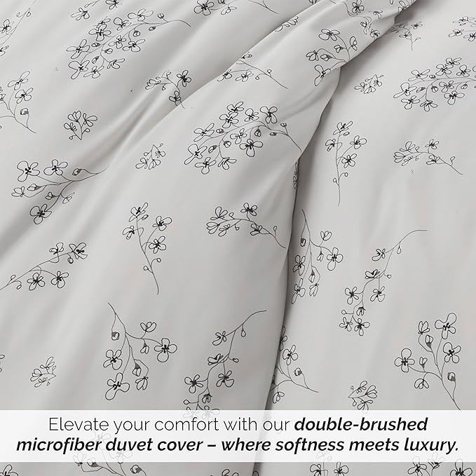 Southshore Fine Living, Inc. 3-Piece Full/Queen Comforter Set, Down Alternative All-Season Floral Comforter with Matching Shams, Soft Flowered Bedspread, Full or Queen Bedding, Sweet Florals Grey - LeafyLoom