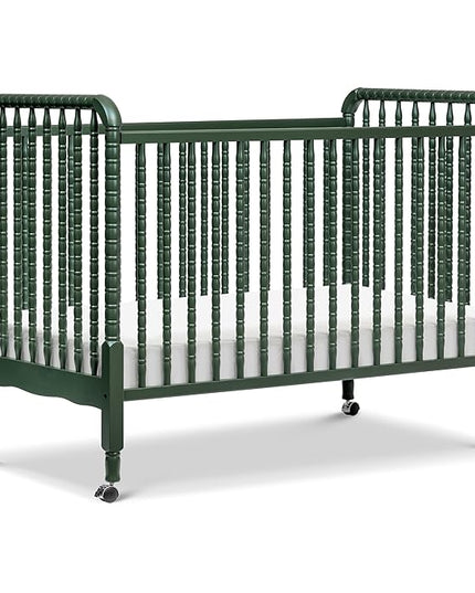 DaVinci Jenny Lind 3-in-1 Convertible Crib in Forest Green, Removable Wheels, Greenguard Gold - LeafyLoom