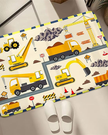 Construction Play Mat Car Rug Play Mat Construction Rugs for Boys Room Car Rug for Boys Room Construction Decor for Boys Room Playroom Rug for Livingroom 2'×3' - LeafyLoom