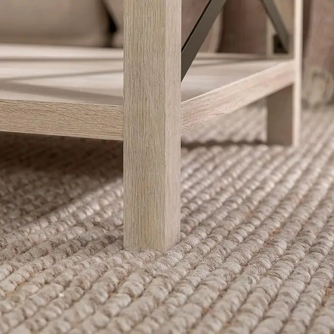 Walker Edison Sedalia Modern Farmhouse Metal X Coffee Table, 40 Inch, White Oak - LeafyLoom