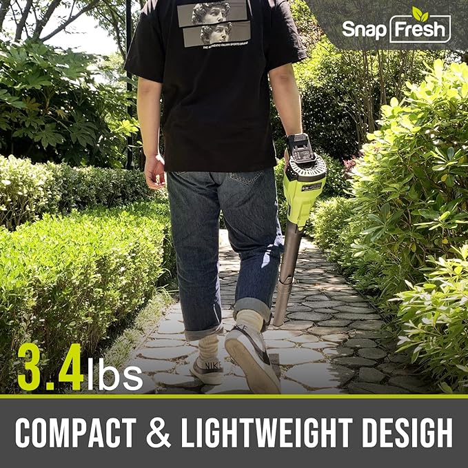 SnapFresh Cordless Leaf Blower - 180 CFM Leaf Blower with Battery & Charger, 2 Section Tubes, Free Control Speed,Lightweight, Electric Leaf Blower for Blowing Leaves, Lawn Care, Dust & Other Debris - LeafyLoom