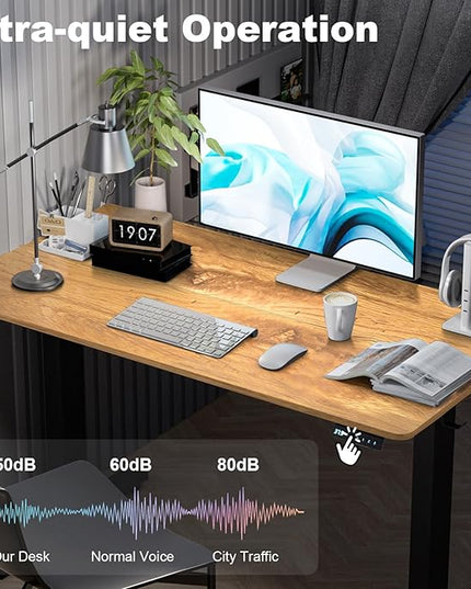 48 * 24 Inches Electric Standing Desk, Adjustable Height Sit Stand Up Desk with 3 Memory Presets, Motorized Home Office Computer Gaming Workstation Desk, Light Rustic Brown - LeafyLoom