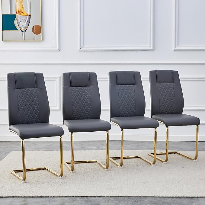 NicBex Haerin-SD-00307-LWJ Dining Chairs, 16"x19"x38", Gray and Gold - LeafyLoom