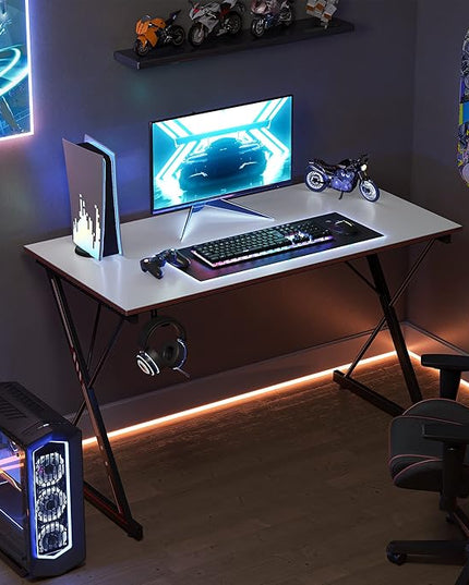 CubiCubi Gaming Desk 32 Inch PC Computer Desk, Home Office Desk Table Gamer Workstation, Simple Game Table, White - LeafyLoom