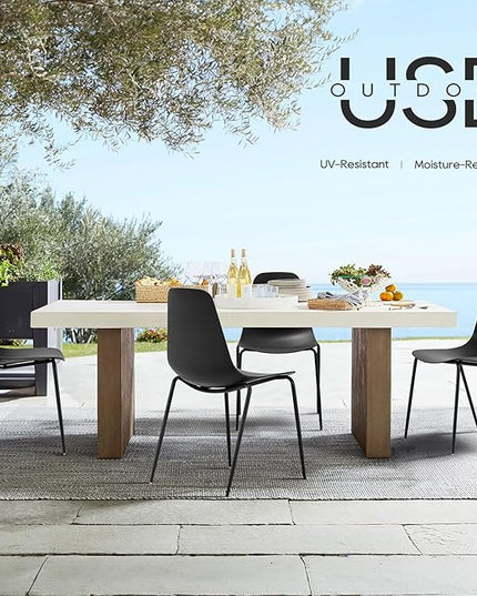 COLAMY Stackable Dining Chairs Set of 4, Indoor Outdoor Dining Room Side Chairs with Metal Legs, Modern Plastic Patio Chairs for Home/Kitchen/Office/Resturant/Bistro/Cafe, Black - LeafyLoom
