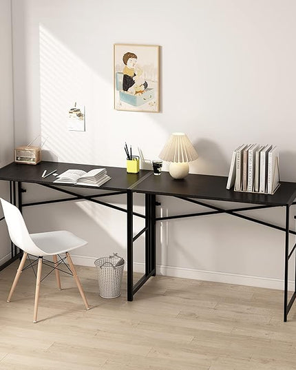 EMODA Folding Computer Desk 40 inch, No Assembly Needed Home Office Table Study Writing Gaming Desk, Black - LeafyLoom