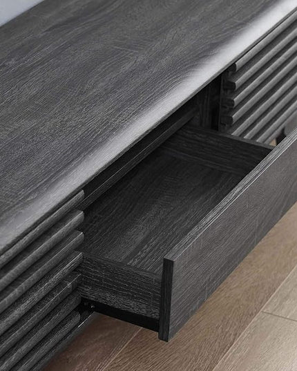 Modway Render Mid-Century Modern Low Profile 59 Inch TV Stand in Charcoal - LeafyLoom