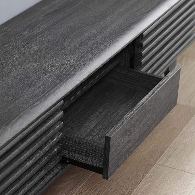 Modway Render Mid-Century Modern Low Profile 59 Inch TV Stand in Charcoal - LeafyLoom