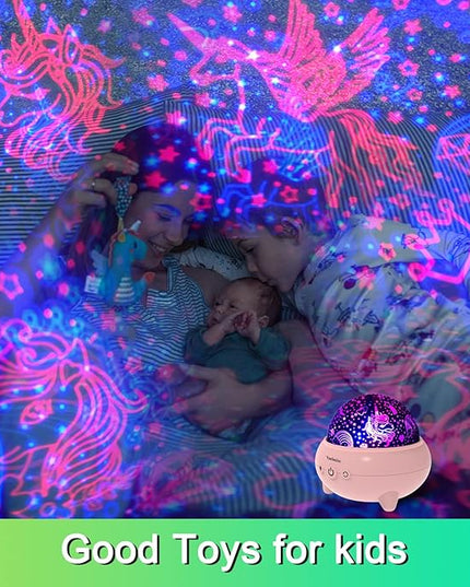 Unicorns Gifts for Girls,Unicorn Toys for Girls,Gifts for 4 Year Old Girl,Toys for 5 Year Old Girls, Unicorn Star Projection Night Light,360° Rotating 9 Lights,Gifts for Kids Girls Toys - LeafyLoom