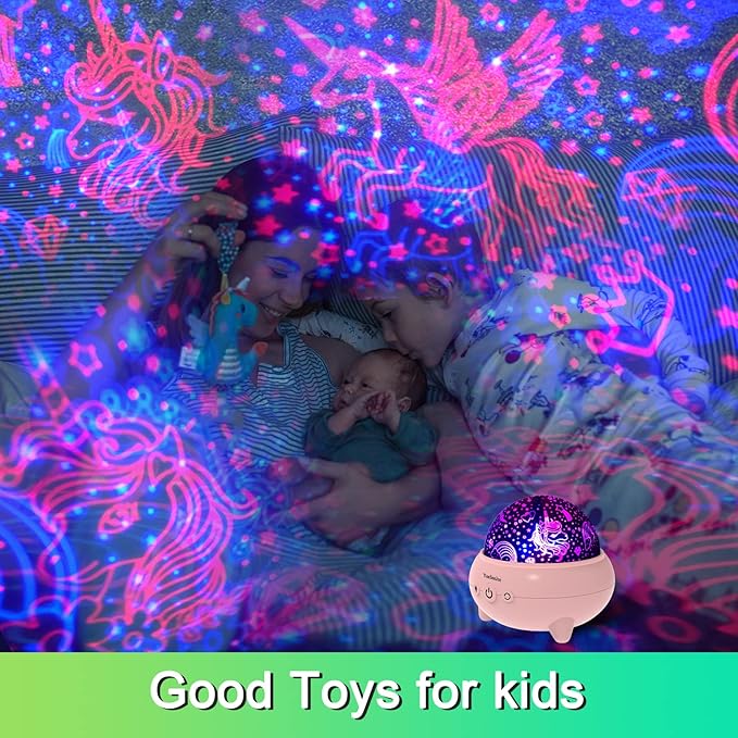Unicorns Gifts for Girls,Unicorn Toys for Girls,Gifts for 4 Year Old Girl,Toys for 5 Year Old Girls, Unicorn Star Projection Night Light,360° Rotating 9 Lights,Gifts for Kids Girls Toys - LeafyLoom