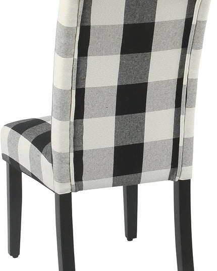 HomePop Classic Parsons Dining Chairs, Pack of 2, Black Plaid(Set of 2) - LeafyLoom