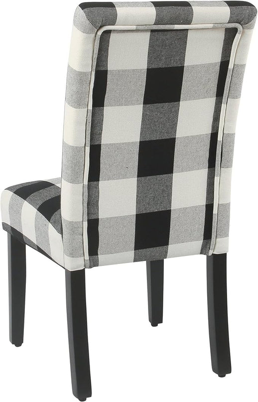 HomePop Classic Parsons Dining Chairs, Pack of 2, Black Plaid(Set of 2) - LeafyLoom