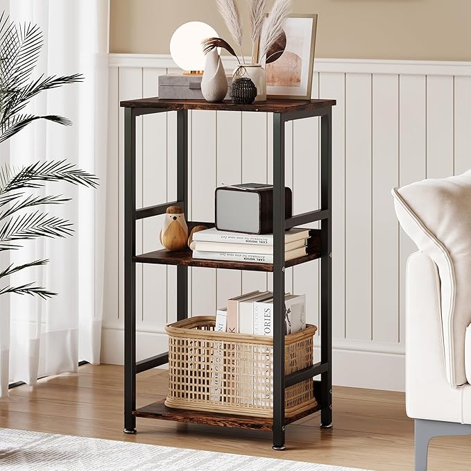 Small Bookshelf for Small Spaces, 3 Tier Small Book Shelf Organizer, Narrow Bookcase for Small Spaces, Small Bookcase for Bedroom, Living Room, Home, Office, 120 lbs Weight Capacity (Brown) - LeafyLoom