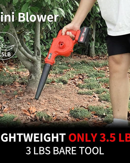 NAWIN Mini Electric Blower Kit,Leaf Blower with Battery & Charger,20V Handheld Lightweight Mini Blower for Lawn, Compact Electric Leaf Blower,Car Drying Blower Leaf Vacuum Cordless with Bag&Snowblower - LeafyLoom
