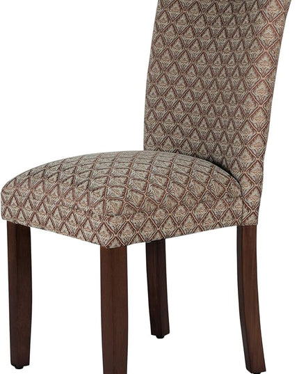 Homepop Home Decor |K1136-F662 | Classic Upholstered Parsons Dining Chair | Single Accent Dining Chair, Blue & Brown Damask - LeafyLoom