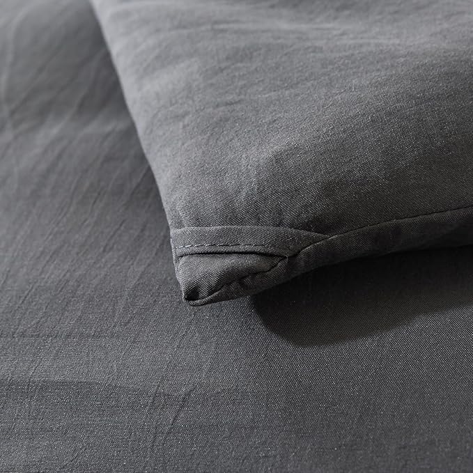 Dark Gray Comforter Set Queen, Solid Grey Down Alternative Bedding Comforter Set, Breathable Fluffy Microfiber Comforter Set (90"x90") for All Seasons with Pillowcase… - LeafyLoom