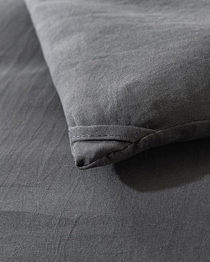 Dark Gray Comforter Set King, Solid Grey Down Alternative Bedding Comforter Set, Breathable Fluffy Microfiber Comforter King Size (104"x90") for All Seasons with Pillowcase… - LeafyLoom