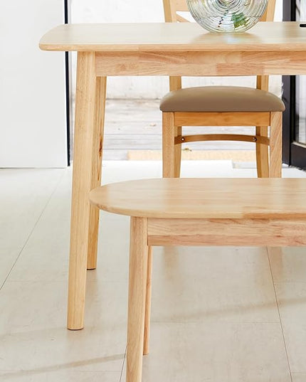 Livinia Aslan 59" Malaysian Oak Rectangular Wooden Dining Table/Large Solid Wood Kitchen Desk (Natural Oak) - LeafyLoom