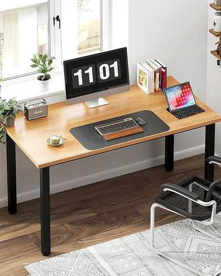 sogesfurniture Modern Simple Style Home Office Gaming Desk, 47.2 inches Office Desk Computer Desk Gaming Desk Computer Table Sturdy Writing Workstation for Home Office, Teak+Black - LeafyLoom