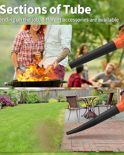Leaf Blower 20V Leaf Blower Cordless with 4.0Ah Battery and Charger, High Power 400 CFM Electric Leaf Blower, Lightweight Handheld Cordless Blower for Lawn Care Yard Patio Garden Leaves Snow (Orange) - LeafyLoom