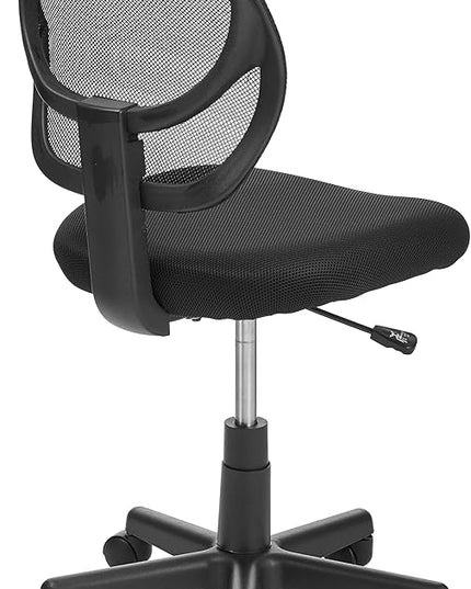 Amazon Basics Office Computer Task Desk Chair, Low-Back, Pneumatic Seat, Breathable Mesh, Adjustable, Swivel, BIFMA Certified, 21.25"D x 22.5"W x 38"H, 270 Pound Capacity, Black Nylon - LeafyLoom