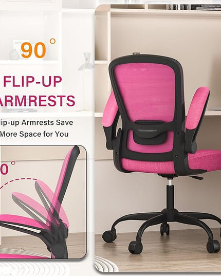 Office Chair, Ergonomic Desk Chair with Adjustable Lumbar Support, High Back Mesh Computer Chair with Flip-up Armrests-BIFMA Passed Task Chairs, Executive Chair for Home Office - LeafyLoom