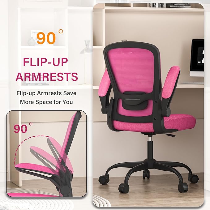 Office Chair, Ergonomic Desk Chair with Adjustable Lumbar Support, High Back Mesh Computer Chair with Flip-up Armrests-BIFMA Passed Task Chairs, Executive Chair for Home Office - LeafyLoom