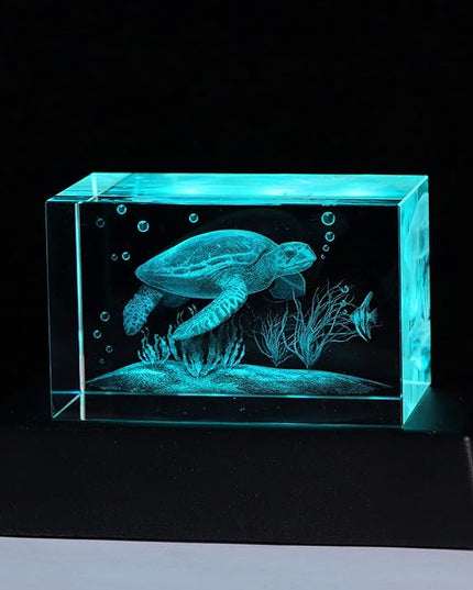 Qianwei 3D Crystals sea turtle decor gifts for women, turtle figurines stuff gifts for turtle lovers sea turtle statue paperweight Birthday for BEST friend, Keepsake&Paperweight - LeafyLoom