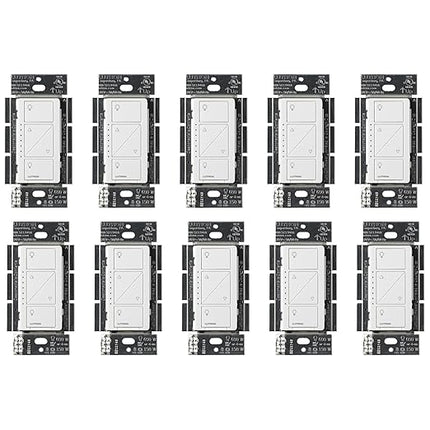Lutron Caseta Original Smart Dimmer Switch (Lutron Smart Hub Required), for LED Lights, 150 Watt, Single-Pole/3-Way, No Neutral Required, PD-6WCL-WH 10-PACK, White, 10 Pack Lutron