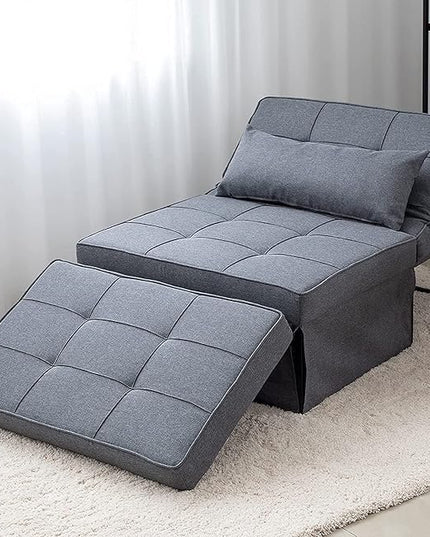 Sofa Bed,4 in 1 Multi Function Folding Ottoman Sleeper Bed,Modern Convertible Chair Adjustable Backrest Couch for Living Room Small Room Apartment,Light Grey - LeafyLoom
