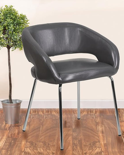 Flash Furniture Fusion Series Contemporary Gray LeatherSoft Side Reception Chair - LeafyLoom