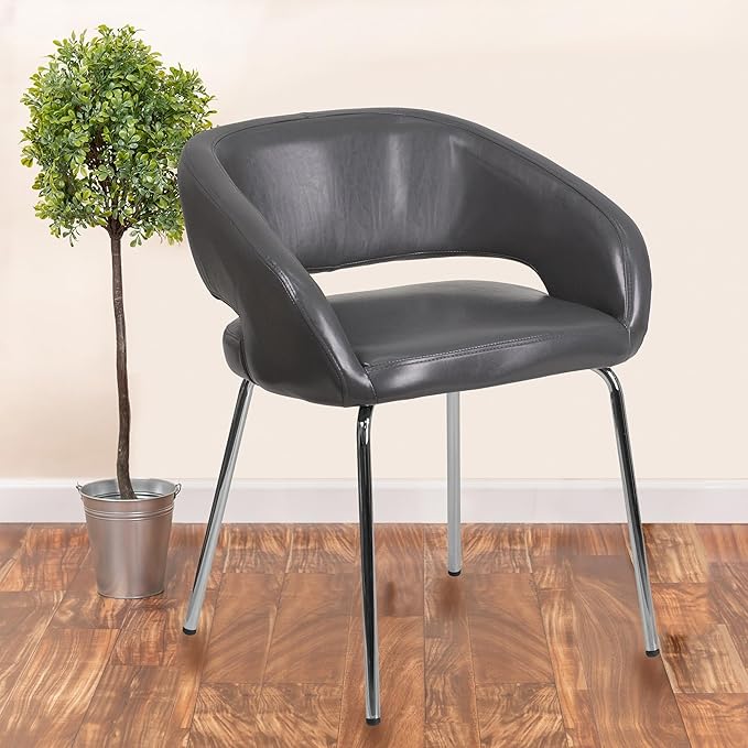 Flash Furniture Fusion Series Contemporary Gray LeatherSoft Side Reception Chair - LeafyLoom