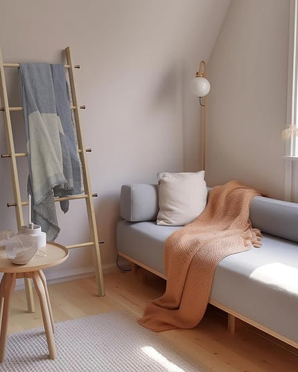 5 Ft Wooden Blanket Ladder Farmhouse - Quilt Ladder for Bedroom - Wood Ladder Decor - Decorative Ladder for Blankets - Easy to Assemble - Farmhouse Ladder Blanket Holder - Wooden Ladder for Blankets - LeafyLoom