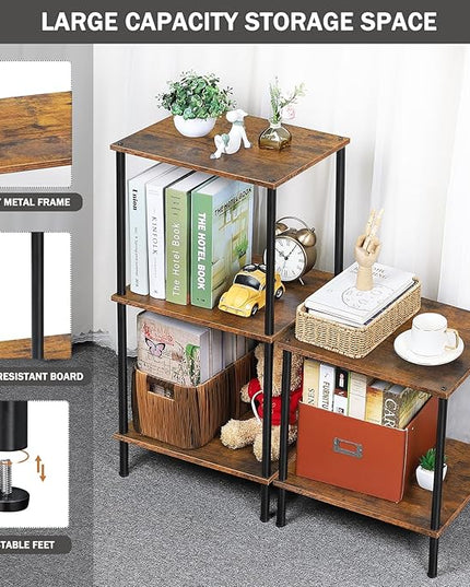 melos 3 Tiers Bookshelf, Classically Tall Bookcase Shelf Storage Organizer, Modern Book Shelf for Bedroom, Living Room and Home Office - LeafyLoom