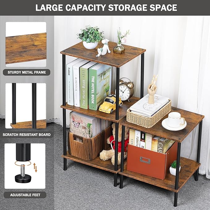 melos 3 Tiers Bookshelf, Classically Tall Bookcase Shelf Storage Organizer, Modern Book Shelf for Bedroom, Living Room and Home Office - LeafyLoom