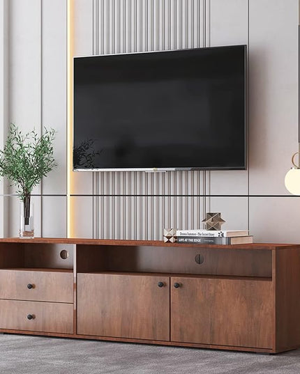 NicBex TV Stand for 65 Inch TV Farmhouse TV Media Console Table with Solid Wood Gandle Cabinets Entertainment Center with Storage for Living Room,63 Inch,Rosewood - LeafyLoom