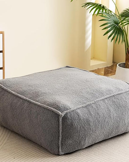 HIGOGOGO Modular Sectional Bean Bag Sofa Chair, Bean Bag Couch with Foam Chunk Filling, Removable & Washable Sherpa Cover, Floor Sofa for Family Living Room Bedroom, Type O - LeafyLoom
