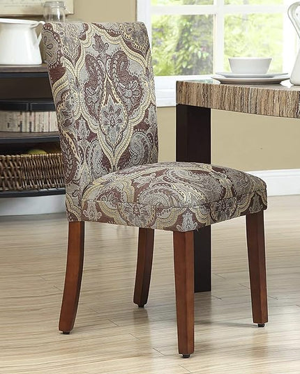 HomePop Parsons Upholstered Accent Dining Chair, Set of 2, Blue and Brown Paisley - LeafyLoom