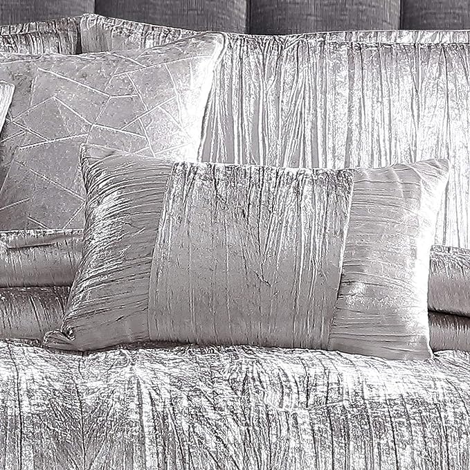 Riverbrook Home Turin Comforter Set, Queen, Silver, 7-Piece Set - LeafyLoom