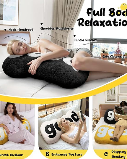 Johnear Headboard Pillow Black Plush Reading Pillow Back Support Pillow for Bed Sitting Up Adult Daybed Sofa College Dorm Bed Headboard Backrest Cushion Bolster Throw Pillow Body Pillow Twin - LeafyLoom