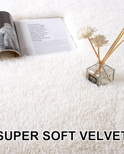 Merelax Soft Shaggy Rug for Kids Bedroom, Oval 2.6'x5.3' Cream Plush Fluffy Carpets for Living Room, Furry Carpet for Teen Girls Room, Anti-skid Fuzzy Comfy Rug for Nursery Decor Cute Baby Play Mat - LeafyLoom